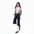 Vintage High Waist Flare Capri Jeans for Women Dark Wash Raw Denim Red Stitch Korean Street Style Casual Y2K Summer Fashion