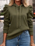 2024 Autumn Winter New Polo Hoodie Solid Color Long Sleeve Fashion Stacked Sleeve Casual Comfortable Women's Hoodie