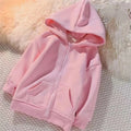 Sweatshirt Kawaii Pink Zipper Style Hoodies Coat for Boys and Girls Pink Children Age 3-12 Kids Kawaii Sweatshirt Festival Gifts Solid Color New