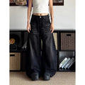 ZHIZOU Women Black Baggy Y2k Jeans American 2000s Style Boyfriend Jean Pants Vintage 90s Harajuku Oversize Denim Trousers Autumn