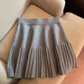 Pleated Mini Skirts Korean Sweet Knitted Skirts Sweet Elastic Waist Ladies Casual Youthful For Women's Clothes Solid Fashion New
