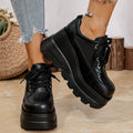 Fashion Black White Chunky Sneakers Gothic Platform Wedge Shoes for Woman 2025 Thick Bottom Mesh Breathable Sneakers Plus Size