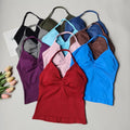 Women's Sexy Sports Bra - Open Back Design, Breathable Stretchy Fabric for Yoga - Elegant Solid Color All-Season Activewear