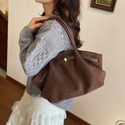 Tote Bag Vintage Suede Shoulder Bag for Women, Minimalist Large Capacity Tote Bag, Elegant Retro Shoulder Purse for Daily Dating Travel