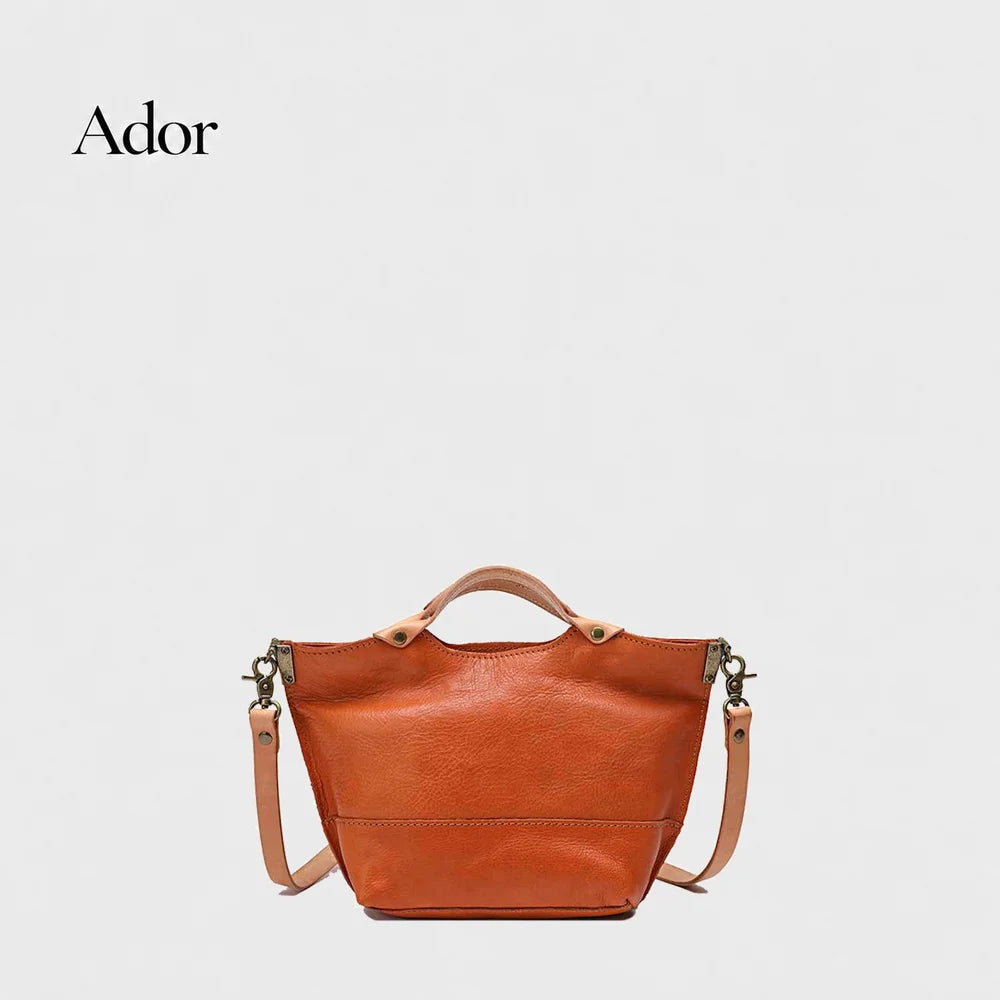 Genuine Leather Handbag Women Vintage Handbags Vegetable Tanned Cowhide Tote Bags Shoulder Crossbody Bag Casual Everyday Purse