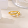 Women Stainless Steel Rings For Luxury Zircon Geometric Rings For Women Stainless Steel Gold Color Open Ring Trendy Wedding Party Aesthetic Jewerly Gift Femme