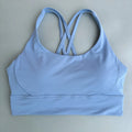 Solid Color Soft Cross Back Women Fitness Bra Tights Yoga Vest High Strength Shockproof Gym Sports Top Push Up With Chest Pad