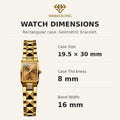 WEIBAOLONG Women's Quartz Watch Rectangular Dial Faceted Metal Bracelet Stone Accents 50m Water Resistant for Daily Wear