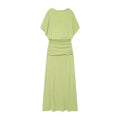 Women's Dress 2026 Summer New Style Solid Color Short Sleeve Ruffle Decor Midi Maxi Dress Elegant and Gentle Romantic