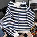 Y2K Women Vintage Striped Hoodie Sweatshirt Zipper Hooded Jacket Pocket Casual Hip Hop Streetwear Sporty Long Sleeve Tops E-girl