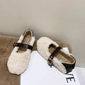 Designer Women Warm Fur Flats Shoes Vintage Fashion Shallow Belt Buckle Spring Autumn Ladies Comfort Loafers Shoes