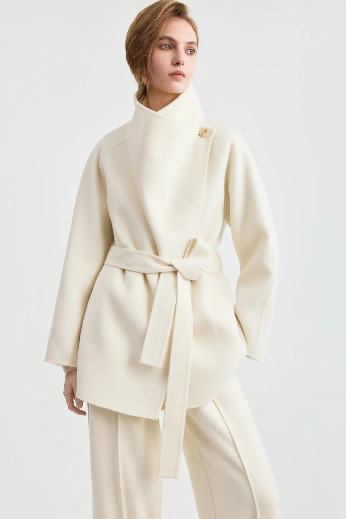 LILY Wool-Blend Draped Collar Coat