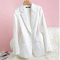 White Suit Coat Women Jacquard New 2025 Spring Autumn Slim Outerwear Fashion Retro Joker Blazer Jacket Female Trend Overcoat Top