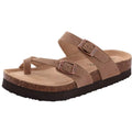 Crestar Women Cork Footbed Slippers Summer Couple Adjustable Double Buckles Flat Sandals Outdoor Cork Beach Slides With Open Toe
