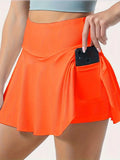 Women's Skirts Tennis Women's Solid Color High Waisted Tennis Pleated Skirts Inner Pocket Quick Drying Sports Short Running Fitness Skirt