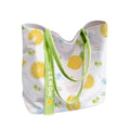 Fashion Canvas Tote Bag Floral & Lemon Print Open Top Single Shoulder Bag Large Capacity Handbag Women Girls