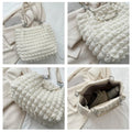 Women Quilted Plaid Cloud Cotton Padded Bag, Pleated Underarm Hobo Shopper Crossbody Shoulder Handbag for Daily Use