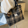 Large-capacity ladies' single-shoulder bag, autumn and winter checkered single-shoulder bag, fashionable and versatile tote bag