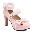 Pumps Women's Shoes Spring and Autumn New Style Fashion Shallow Mouth Butterfly-knot Sweet Lolita  Lace Party Plus Size 45