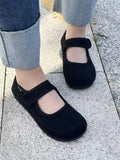 Women's Retro Mary Jane Flats Soft Velour Material Comfortable Round-Toe Walking Shoes Vintage Velcro Casual Loafers 2026