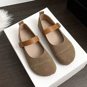Square Toe Widefit Moccasins Woman Suede Leather Flats Shoes Strap Buckle Loafers Female Comfy Barefoot Mary Janes Ladies Tabis