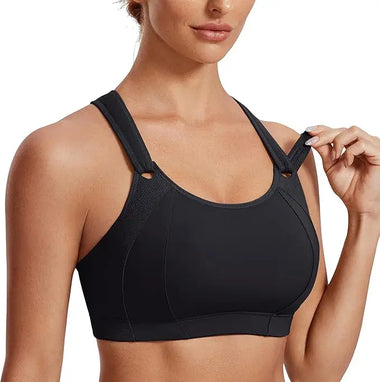 Women Sports Bra Front Adjustable High Impact Support Padded Wireless Racerback Plus Size Running Bra SYROKAN Underwear Yoga
