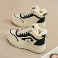 Retro Cotton Shoes, Warm in Winter, Thick Soles, Heightening and Velvet, Versatile Fashion casual Sneakers Zapatos De Mujer