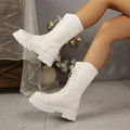 Spring Autumn New Simple Solid Color Thick Soled Women's Knee High Boots 2026 Fashion Round Toe Zipper Casual Outdoor Women Boot