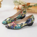 Spring Autumn Print Design Pointed Toe Women's Mid Heel Single Shoes 2026 Fashion Simple Style Outdoor Casual Shoes for Women