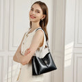 Genuine Leather Women Bucket Bag Chain Handle Lock Closure Shoulder Crossbody Handbag Korean Style