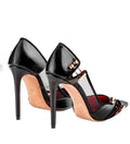 Mesh Panelling Gold Tone Hardware Stud High Heel Metallic Pumps Thin Heeled Women's Shoes Slip On High Stiletto Pointed To Shoe