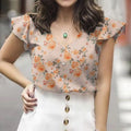 2025 ZANZEA Summer Women Short Sleeve V Neck Tops Bohemian Floral Printed Blouse Casual Beach Blusas Chemise Elegant Party Shirt