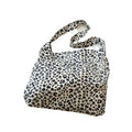 Ins Style Leopard Print Canvas Bag for Women, Fashion Japanese Korean Versatile Shoulder Crossbody Pouch for Students Daily Use