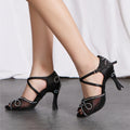 Women Latin Dance Shoes Rhinestone Dancing Shoes Ladies Party Shoes High Heels Girls Tango Ballroom Dance Shoes Salsa Sandals