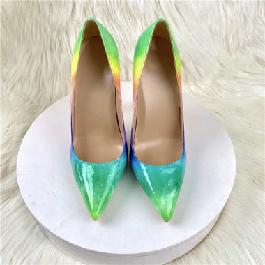 Patent leather Women's Pointed Toe Stilettos Sexy Ladies Banquet Slip-On Heels 8cm 10cm 12cm Party Shoes