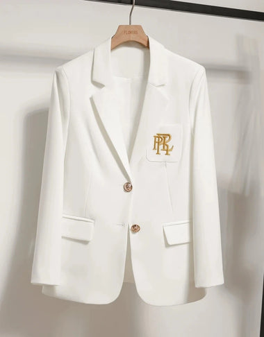 Women Suit Jacket Casual Office Formal Blazer Coat Embroidery White Blazer Single Breasted High Quality