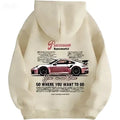 2026 New men's and women's high-quality fashion trend car printed loose comfortable classic retro hip-hop sweatshirt  hoodie