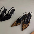 New Leopard Print Women Sandals Shoes Fashion Pointed Toe Shoes Elegant Party High Heel Shoes Stiletto Heels Sexy Single Shoe