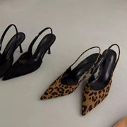New Leopard Print Women Sandals Shoes Fashion Pointed Toe Shoes Elegant Party High Heel Shoes Stiletto Heels Sexy Single Shoe