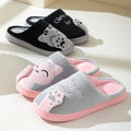 Women Warm Winter Slipper Cartoon Cat Non-Slip Women and Men Soft Indoor Slippers Furry Plush Round Toe Flats Ladies Shoes
