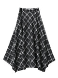 CHIC VEN New Women Skirts Loose Casual Retro High Waisted Office Ladies A-line Plaid Sanded Mid Length Skirt Spring Autumn 2026