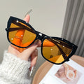 New Fashion Women Color Block Cat Eye Eyeglasses Frame Trendy All Match Fashion Personality Sun Glasses UV400 Sunglasses