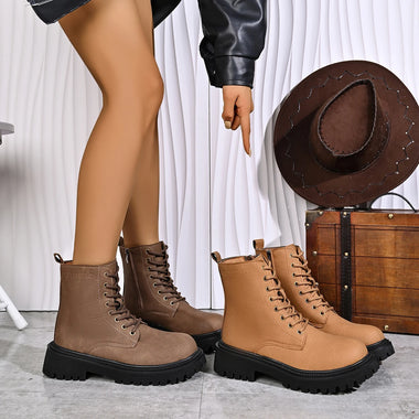 Women's Boots Boots Spring and Autumn Women's Suede Casual Round-headed Thick-soled Short Boots 2026 New Side Zipper Design Non-slip Fashion Boots