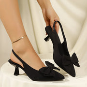 2026 New Bow Decor Pointed Toe Women's High Heels Summer Fashion Solid Closed Toe Stiletto Shoes for Women Women's Heeled Mules