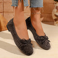 Fashion Felt Women's Slip-On Flats Shoes Soft Soled Comfortable Casual Daily Wear Flat Shoes Bowknot Shallow Mouth Woman Shoes