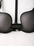 3/4 Cup Push Up Bra Sexy Party Bra Beautiful Back women's Underwear Black Front Button Lingerie MR3615