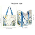 Fashion Canvas Tote Bag Floral & Lemon Print Open Top Single Shoulder Bag Large Capacity Handbag Women Girls