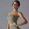 Women Padded Bandeau Tube Top Strapless Wireless Sports Bra Solid Bodycon Yoga Crop Top Push Up Underwear Sexy Fitness Gym Top