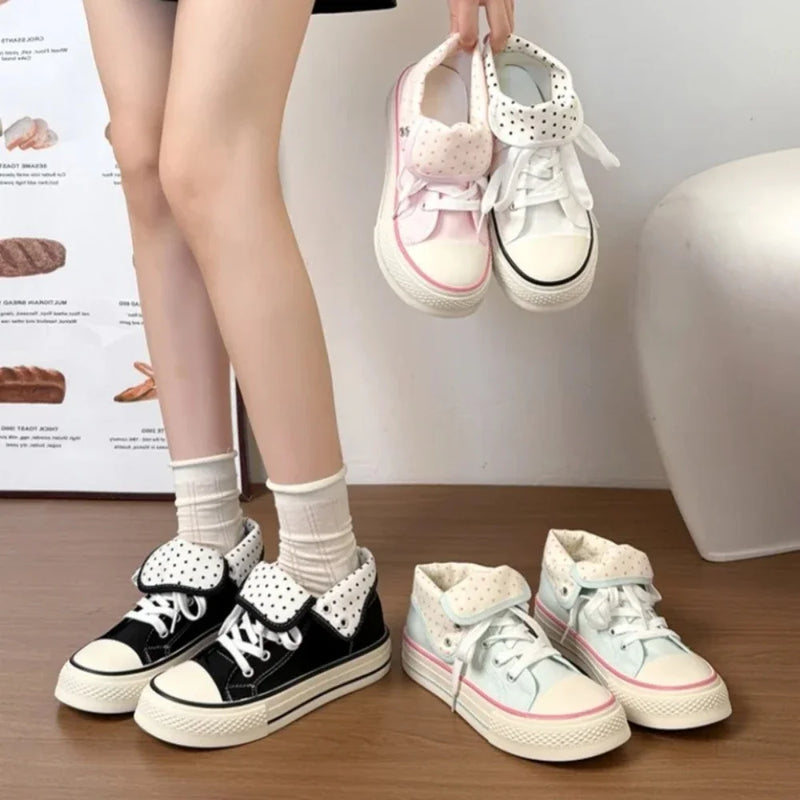 Fashionable New Round Toe Lace Up Comfortable Flat Bottom Women's Sports Shoes Popular Spring Autumn Thick Soled Casual Shoes