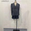 Women Sweet Blazer Pink Girly Heart-breasted Long-sleeve Suit New Spring Autumn Office Lady Fashion Casual Solid Slim Blazers